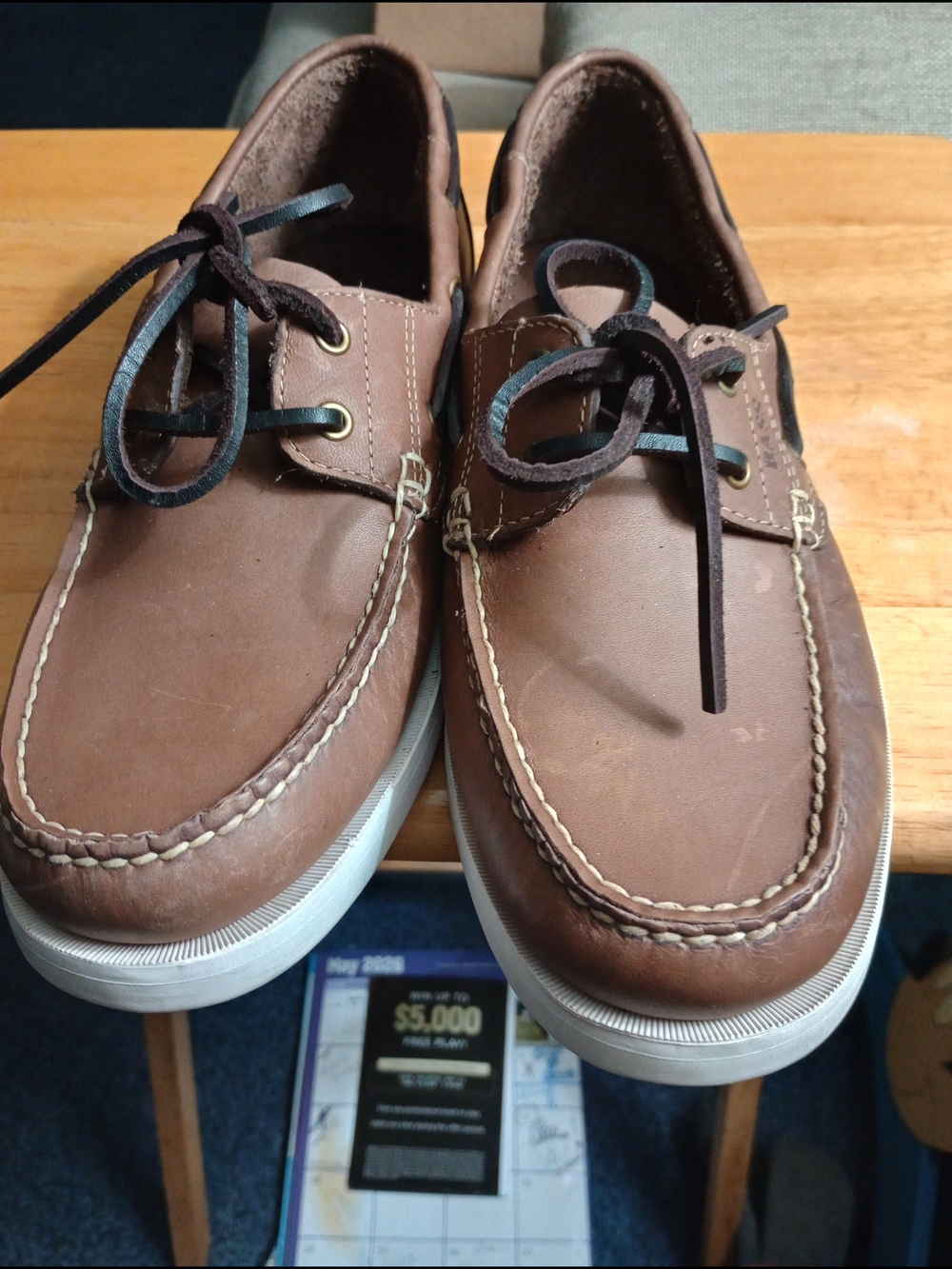 Bass Brown Leather Lace-Up Boat Shoes Size 8 M